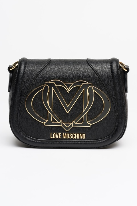 Love Moschino, Geanta crossbody cu inchidere cu clapa, Negru