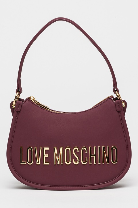 Love Moschino, Geanta crossbody de piele ecologica cu logo metalic, Violet