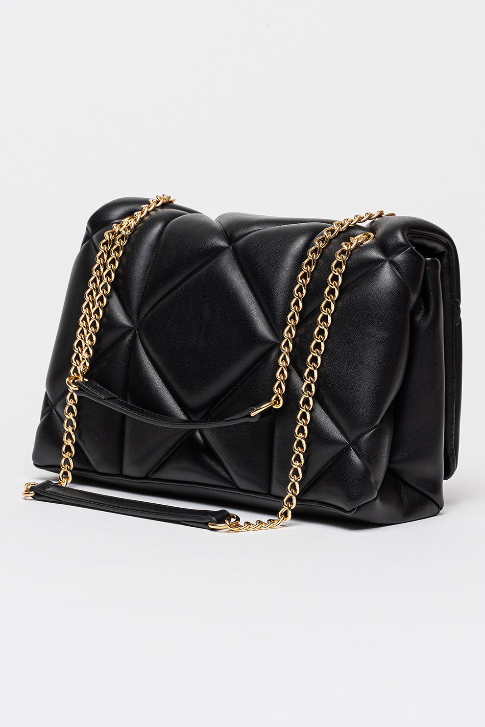 AO　レディース　BLK M Geanta dama neagra/aurie, din piele ecologica Love Moschino