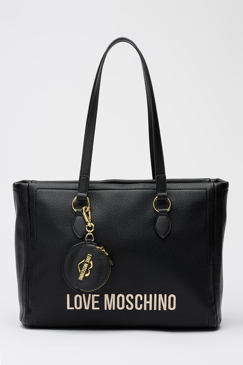 Love Moschino, Чанта Tote еко кожа с лого, Черен