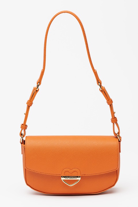 Love Moschino, Geanta crossbody din piele ecologica cu clapa, Portocaliu
