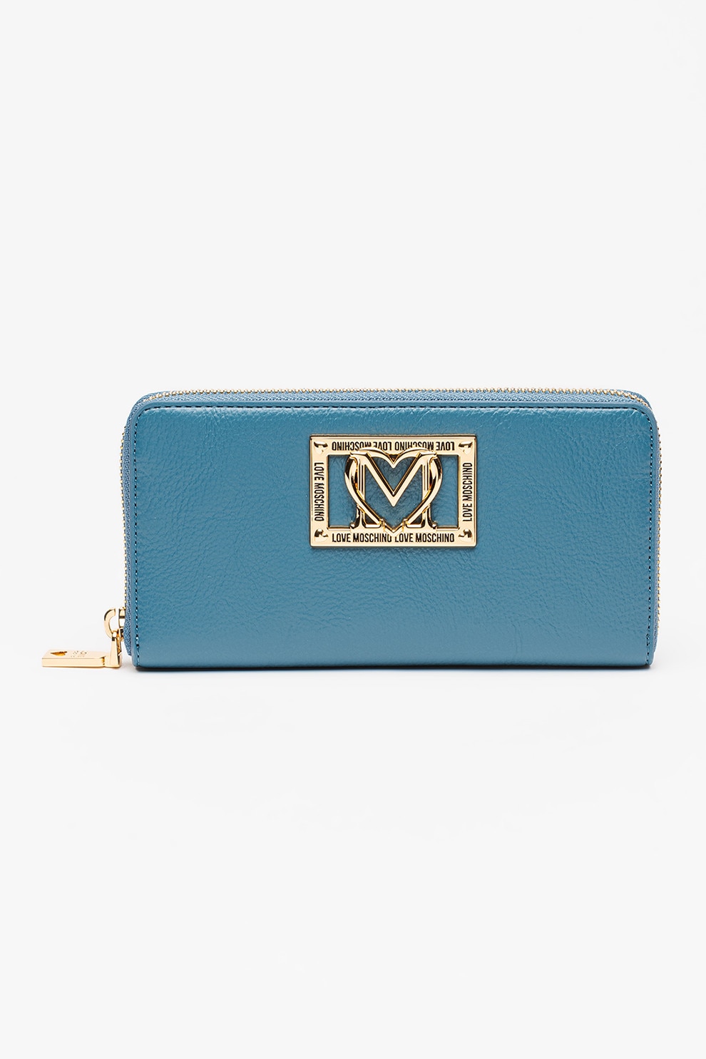 Love Moschino, Portofel din piele ecologica cu logo metalic si