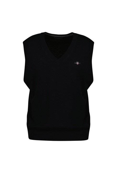 Gant, Плетен елек с шпиц, Черен, 2XL