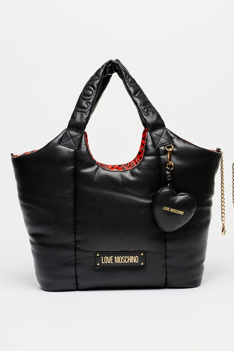 Love Moschino, Geanta tote din piele ecologica, Negru