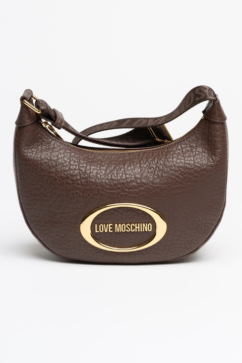 Love Moschino, Geanta din piele cu bareta de umar lata, Maro cognac