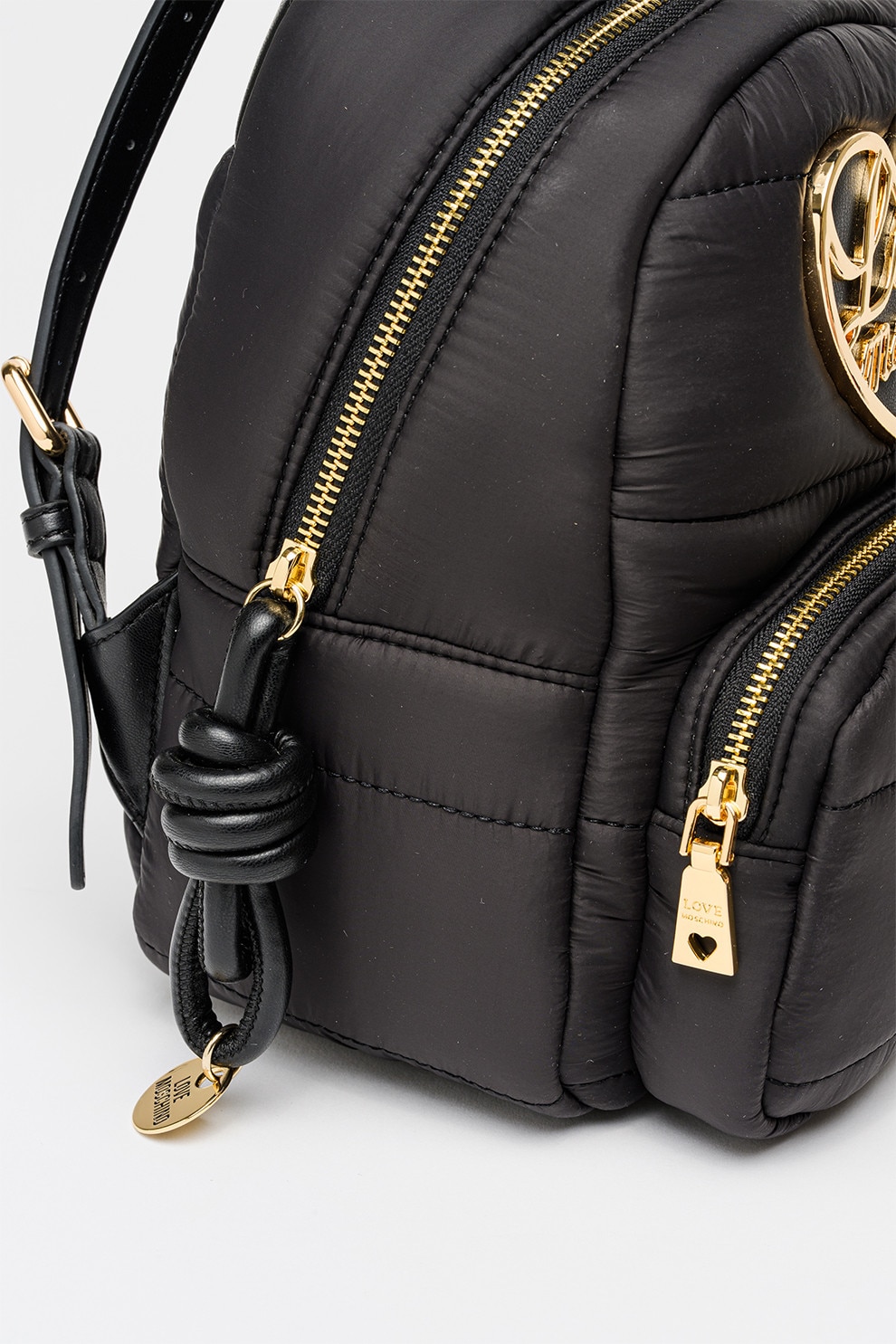 Love Moschino, Rucsac matlasat cu logo, Auriu, Negru - eMAG.ro
