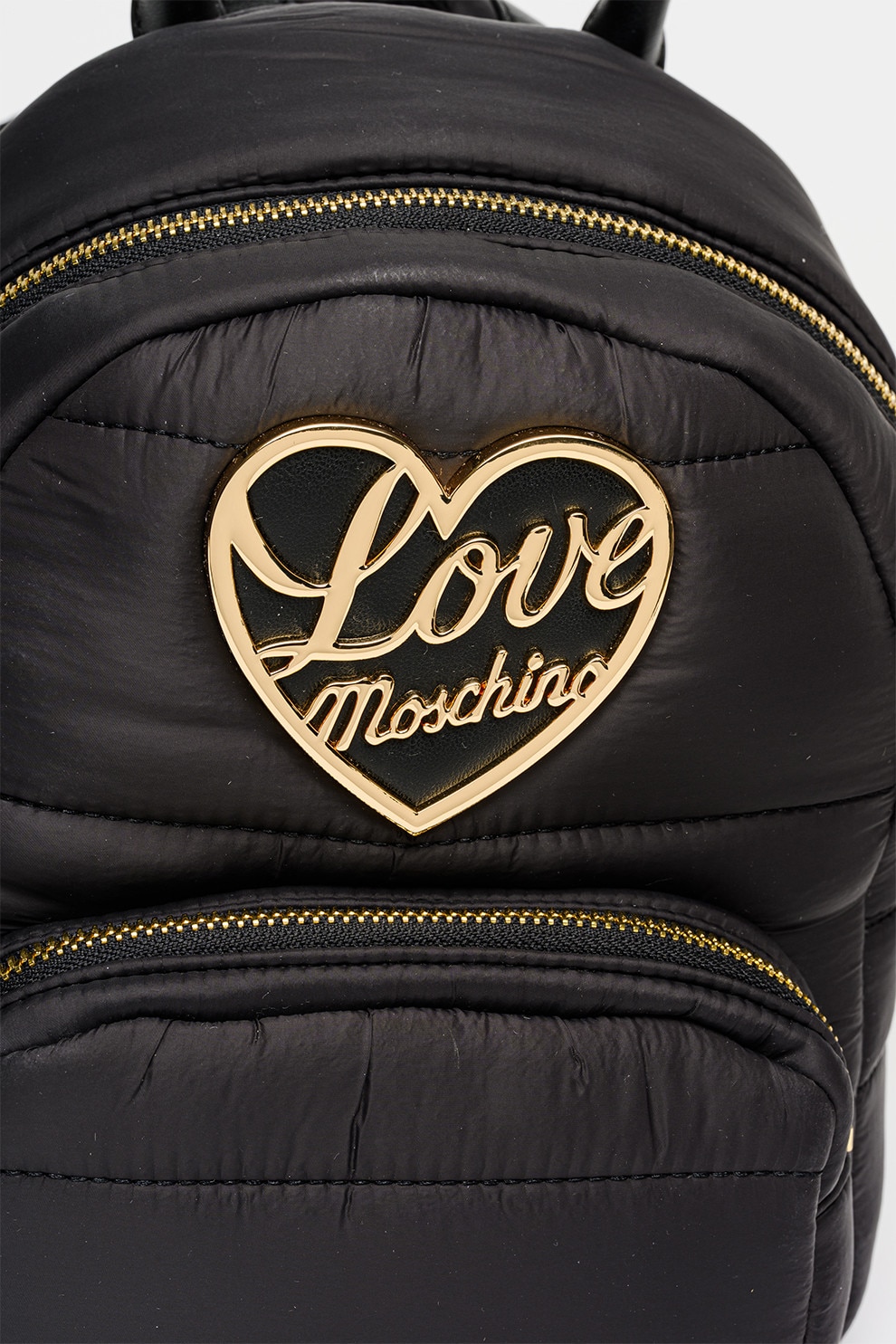 Love Moschino, Rucsac matlasat cu logo, Auriu, Negru - eMAG.ro
