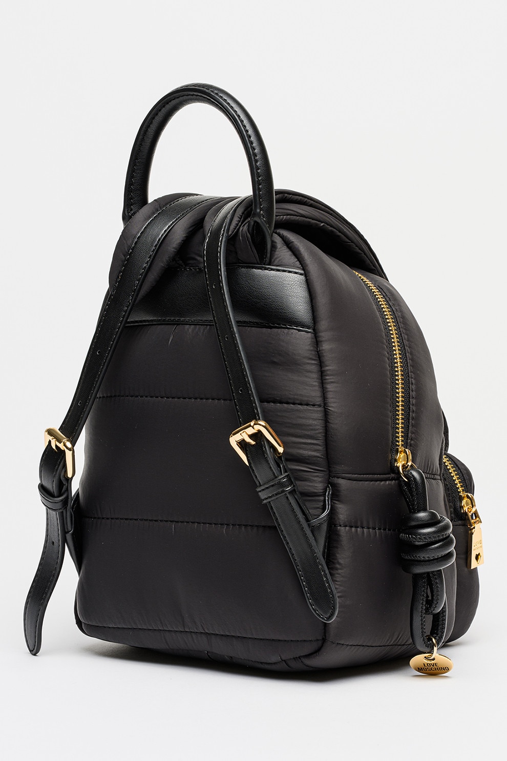 【モコ】 Love Moschino, Rucsac matlasat cu logo, Auriu, Negru - eMAG.ro