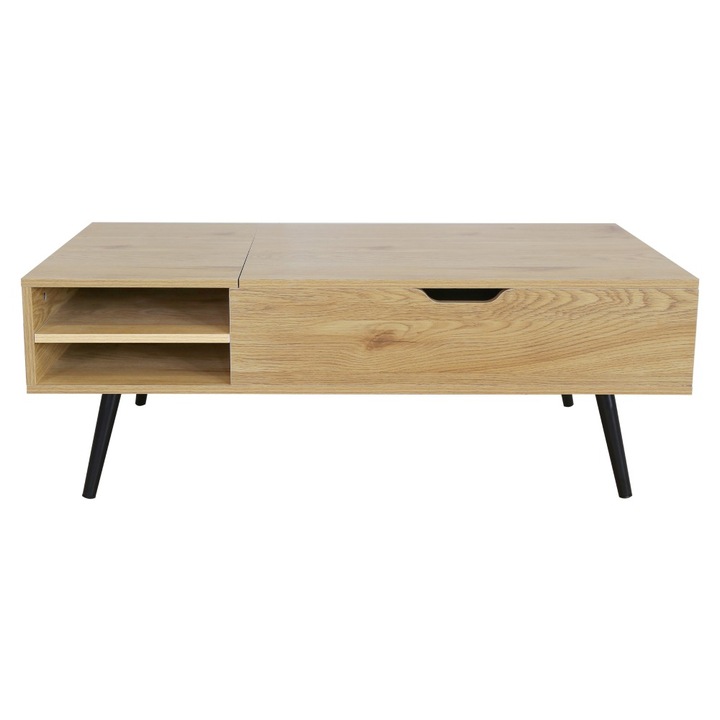 Холна Маса Dacenergy, Изработена От Ламиниран MDF, Метални Крака, Място За Съхранение Под Плота, 110 X 50 X 40 См, Дъб