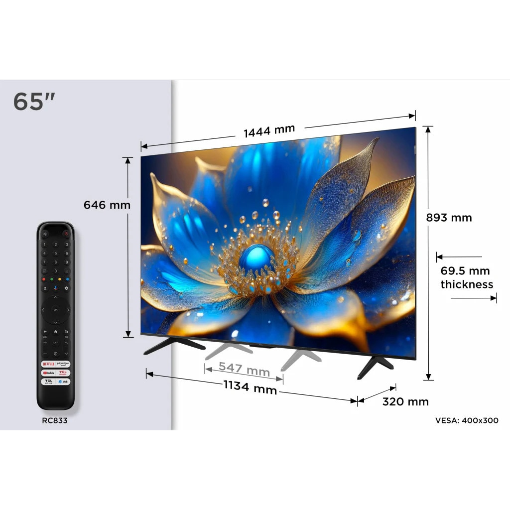 Televizor QLED TCL 165 cm 65" 65P79K, Ultra HD 4K, Smart TV, WiFi, CI+