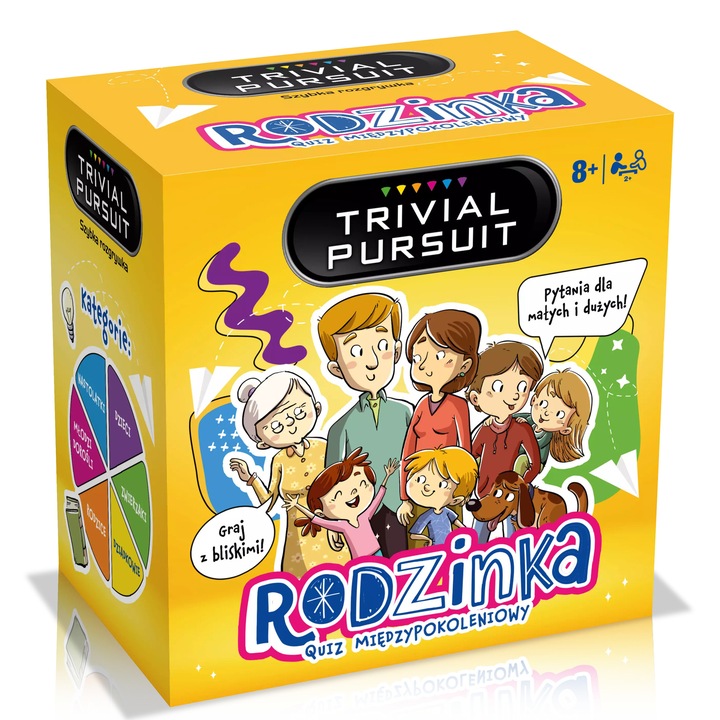 Trivial Pursuit Rodzinka társasjáték, Nyerő Lépések, generációkon átívelő kvíz, 100 kérdés, 2+ játékos, 8+ éves kortól
