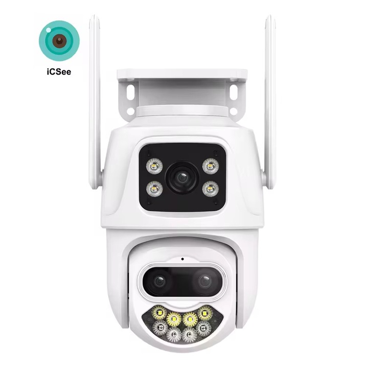 Camera de Supraveghere Profesionala WIFI PTZ, P10, cu 2 Lentile, 3MP/3MP Full HD, Night Vision, Audio-Video, Detectia Miscarii, Slot card