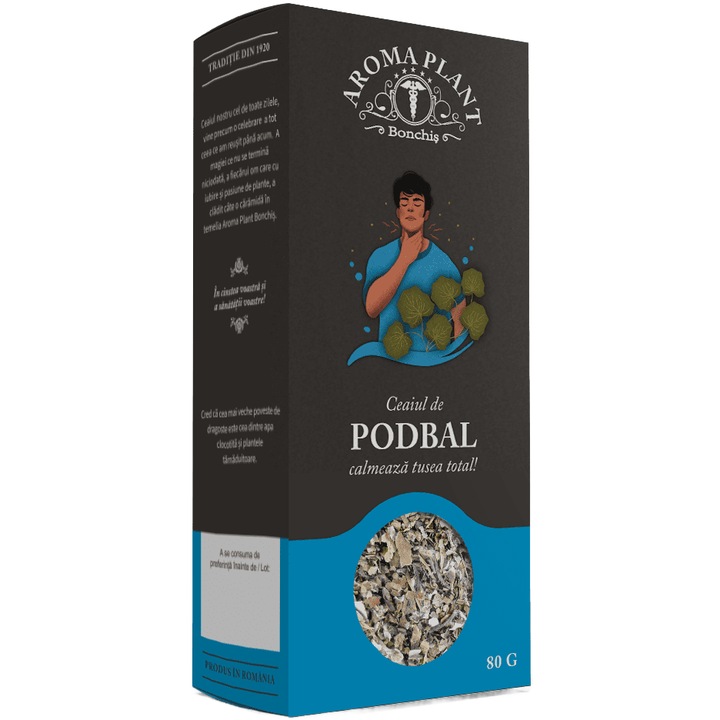 Ceai de Podbal (Tussilago farfara), 100% natural, fara aditivi sau pesticide, Bonchis, 80g, Aroma Plant