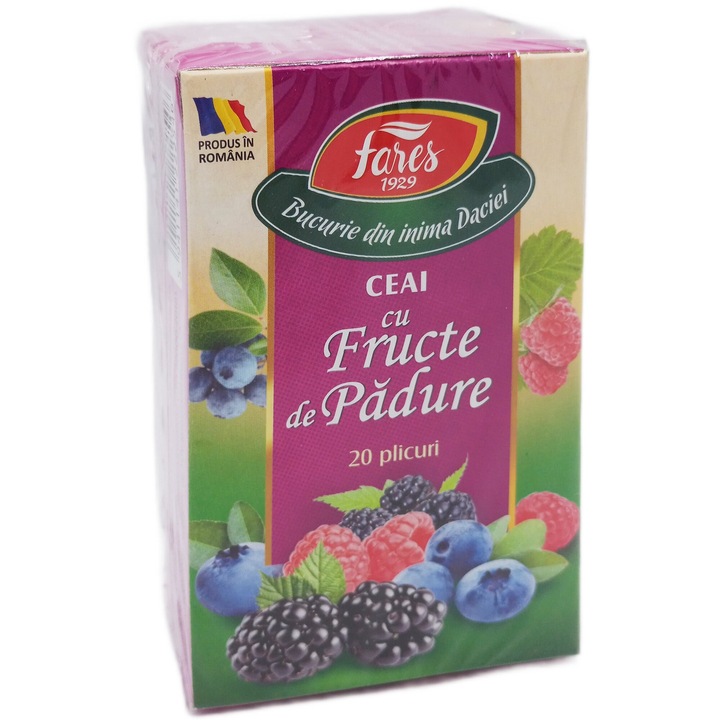 Ceai cu Fructe de Padure "AromFruct", fara aditivi, coloranti sau arome sintetice, 20pl, Laboratoarele Fares Orastie