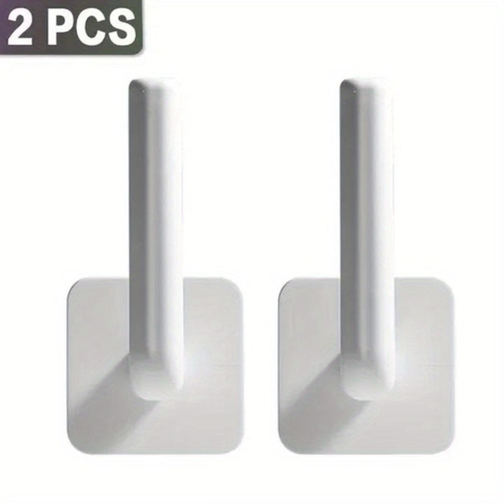 Set 2 suporturi autoadezive pentru chei, palarii, prosoape, alb, 16.5x6.5x6cm