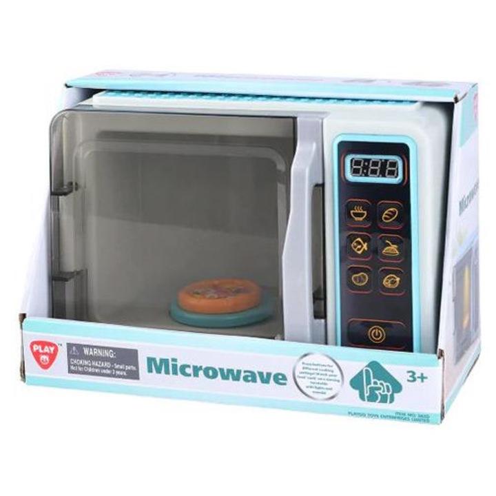 Playgo 1036209 Playgo: Mikrohullámú sütő fénnyel, hanggal és mozgó elemekkel 25x12x17cm Többszínű