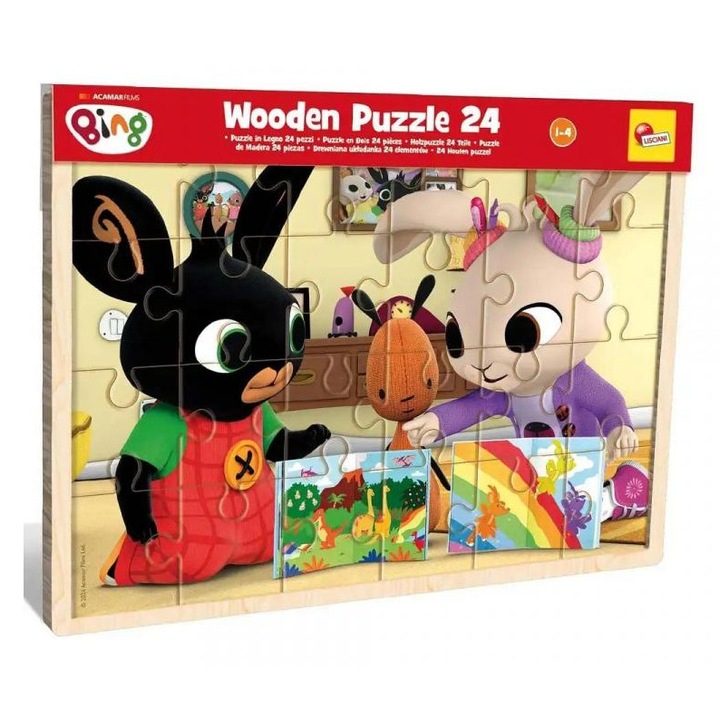 Lisciani Giochi 4111220 Bing és barátai 24db-os fa keretes puzzle - Lisciani