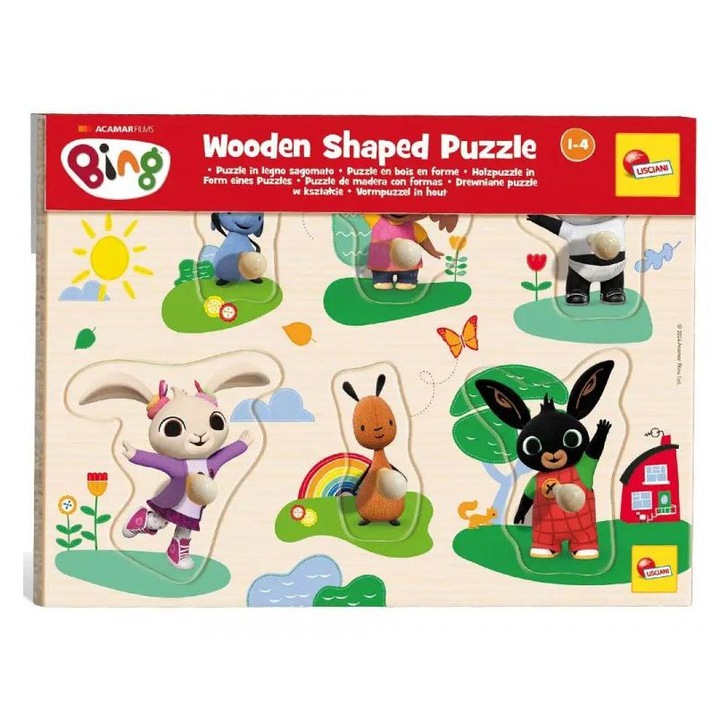 Lisciani Giochi 4111244 Bing és barátai 6db-os fa formaválogató puzzle - Lisciani