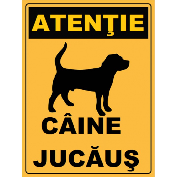 Indicator Atentie caine jucausi, Sticker autocolant, Cri-Flo, Dimensiune A4 21x30 cm