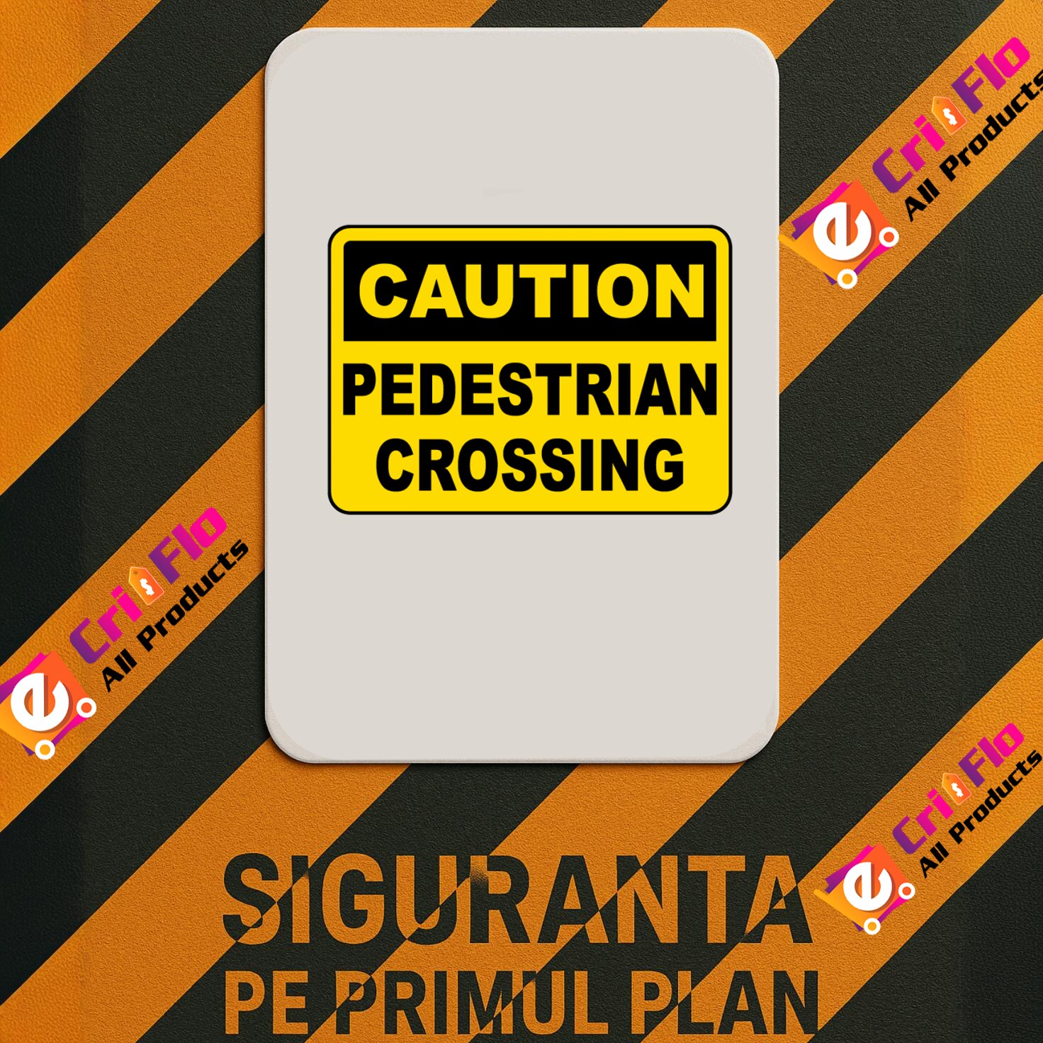 Cri Sticker Indicator Caution Pedestrian Crossing Sign, Sticker autocolant, Cri-Flo ...