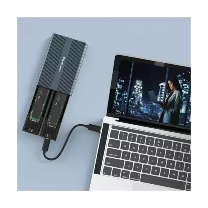 Rack HDD Qoltec M.2 SSD SATA NVMe USB-C (Type C) DUAL 2 x 2TB negru