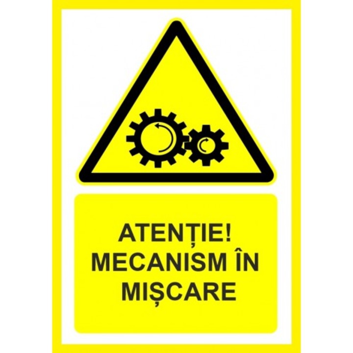 Indicator Atentie mecanism in miscare, Sticker autocolant, Cri-Flo, Dimensiune A3 42x30 cm