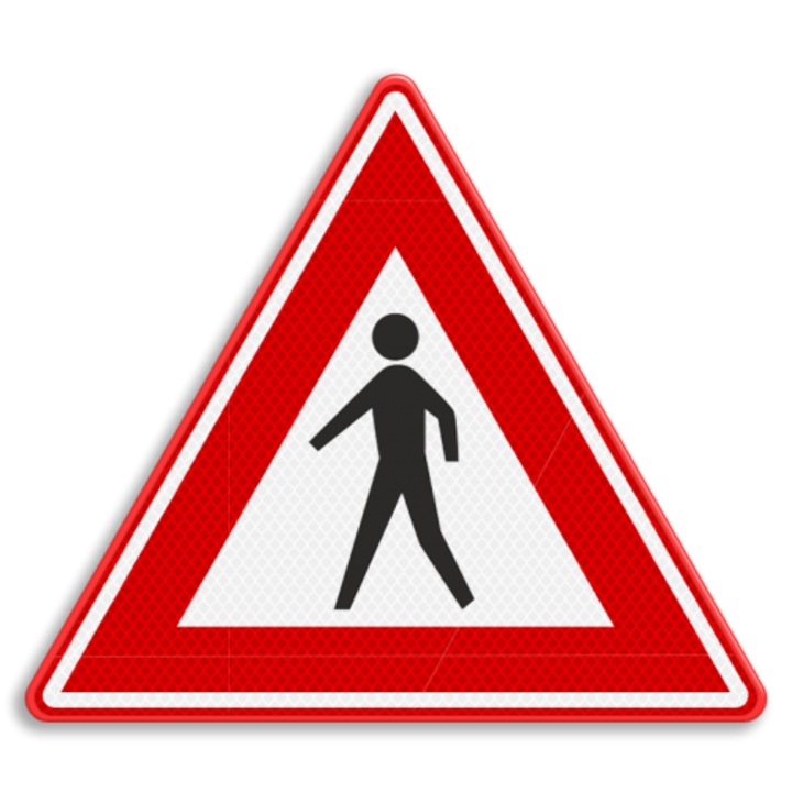 Indicator Avertizare pentru pietoni, Sticker autocolant, Cri-Flo, Dimensiune A5 21x15 cm