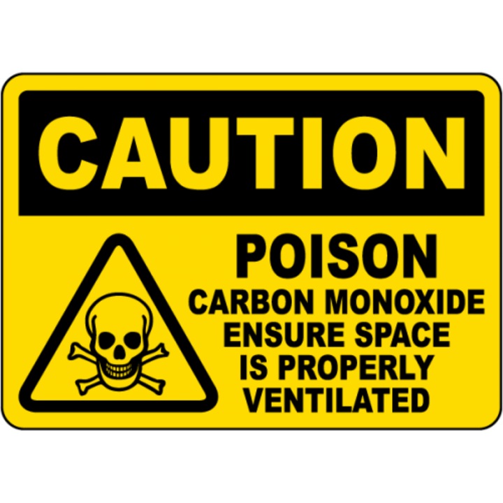 Indicator Caution Poison Carbon Monoxide Sign, Sticker autocolant, Cri-Flo, Dimensiune A5 21x15 cm