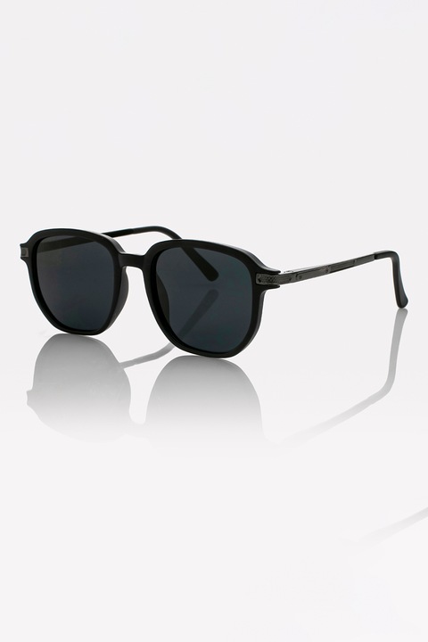 Marc Malone, Ochelari de soare patrati unisex cu lentile polarizate, 52-15-136, Negru/Argintiu inchis