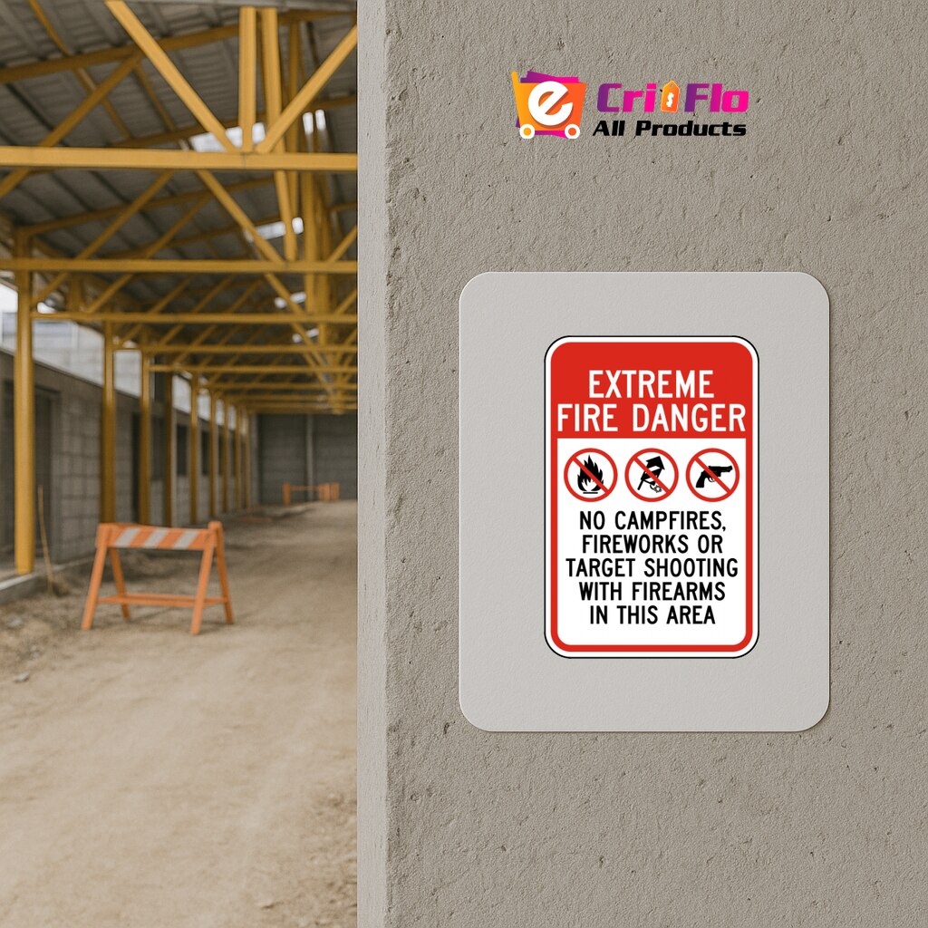 Extreme Fire Sign Indicator Extreme Fire Danger Sign, Sticker autocolant, Cri-Flo ...