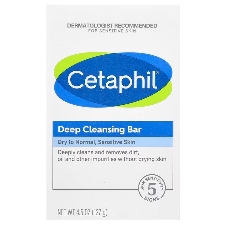 Твърд сапун, Cetaphil Deep Cleansing Face and Body Bar, за почистване на лице и тяло, без парфюм, 127гр