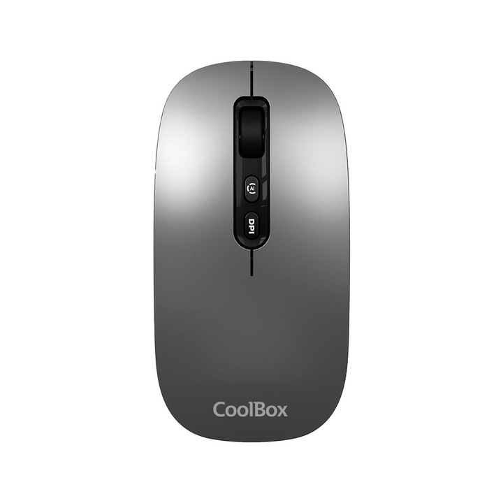 Mouse wireless CoolBox, model CoolBox IA W02, gri si alb, ergonomic, 1600 dpi