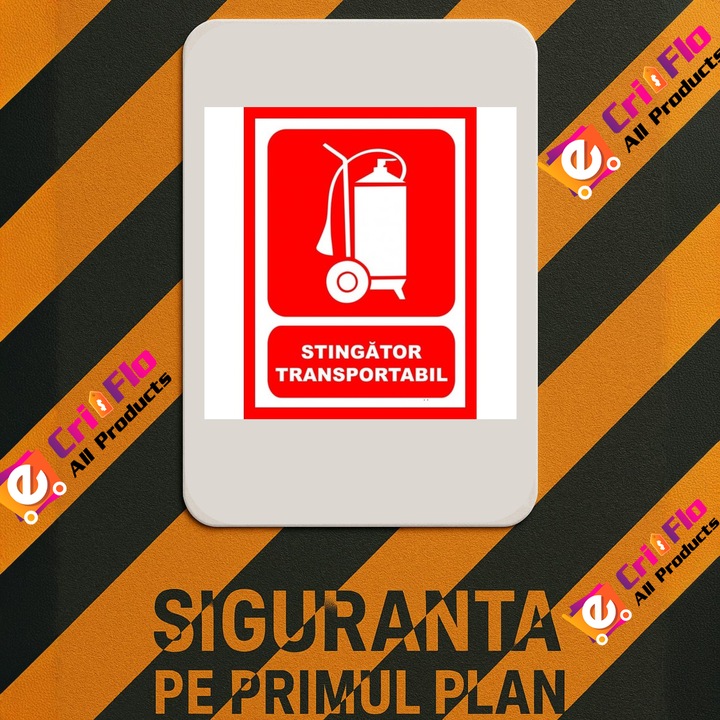 Indicator Pentru stingator transportabil, Sticker autocolant, Cri-Flo, Dimensiune A5 21x15 cm