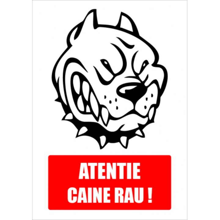 Indicator Semn atentie caine rau, Sticker autocolant, Cri-Flo, Dimensiune A3 42x30 cm