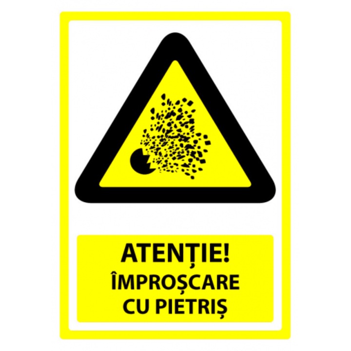 Indicator Semn atentie improscare cu pietris, Sticker autocolant, Cri-Flo, Dimensiune A3 42x30 cm