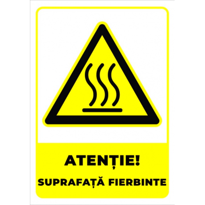 Indicator Semn atentie suprafata fierbinte, Sticker autocolant, Cri-Flo, Dimensiune A5 21x15 cm