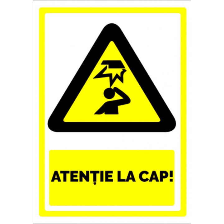 Indicator Semn atentie la cap, Sticker autocolant, Cri-Flo, Dimensiune A5 21x15 cm