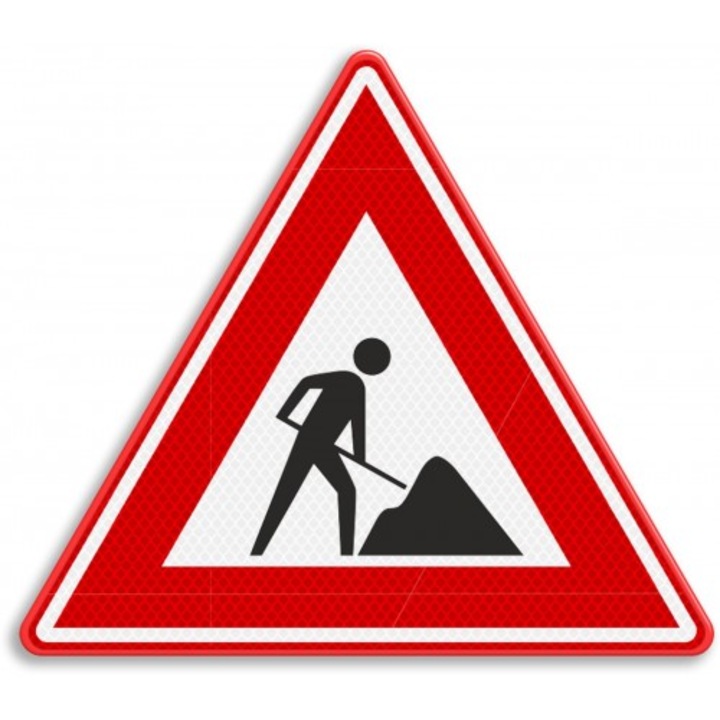 Indicator Semn de circulatie lucrari, Sticker autocolant, Cri-Flo, Dimensiune A4 21x30 cm