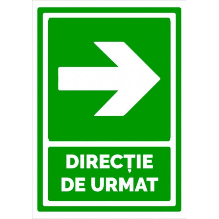 Indicator Semn de directie cu sageata de evacuare in dreapta, Sticker autocolant, Cri-Flo, Dimensiune A4 21x30 cm