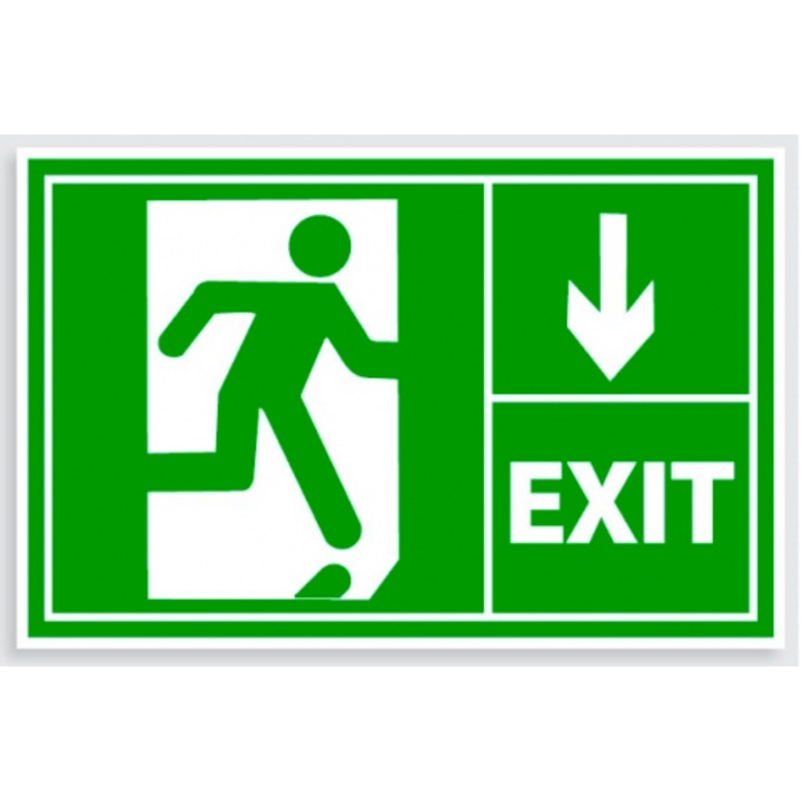 Indicator Semn de prim ajutor exit dreapta jos, Sticker autocolant, Cri-Flo, Dimensiune A4 21x30 cm
