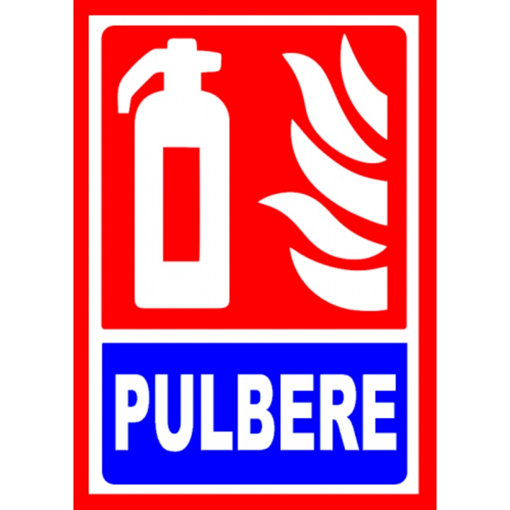 Indicator Semn de stingator cu pulbere, Sticker autocolant, Cri-Flo, Dimensiune A3 42x30 cm