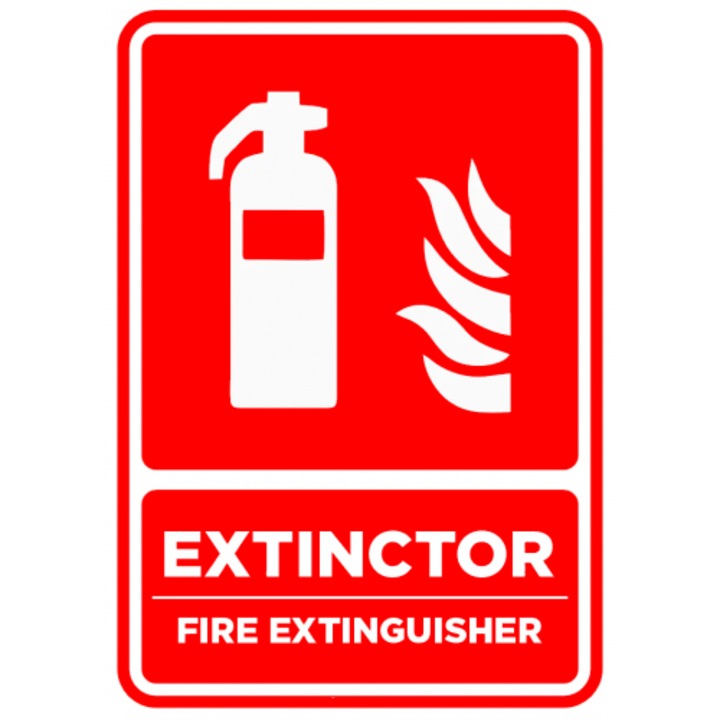 Indicator Semn extinctor fire extinguisher, Sticker autocolant, Cri-Flo, Dimensiune A3 42x30 cm