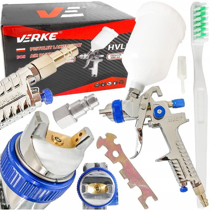 Pistol de vopsit, duza 1.5 mm, 600 ml, prindere 1/4'', Verke