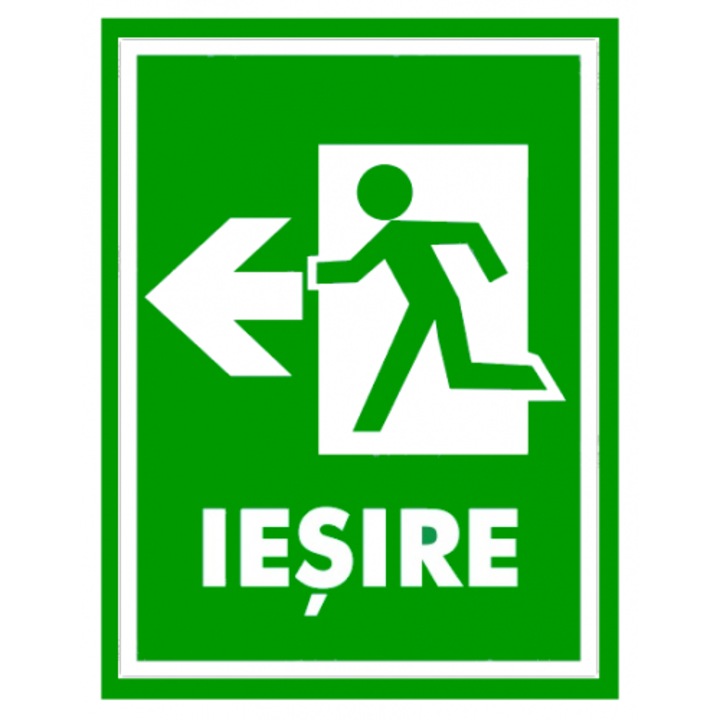 Indicator Semn pentru iesire cu directia stanga, Sticker autocolant, Cri-Flo, Dimensiune A4 21x30 cm