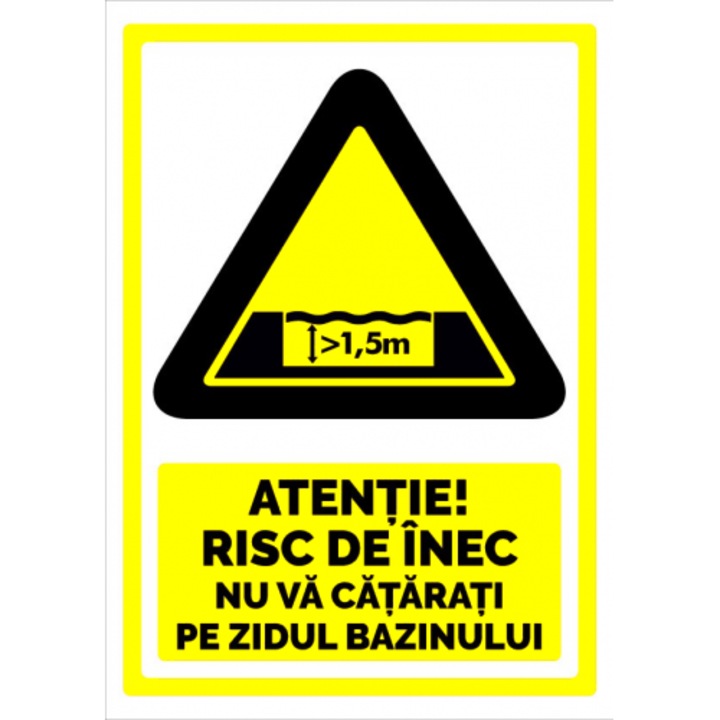Indicator Semn pentru risc de inec, Sticker autocolant, Cri-Flo, Dimensiune A3 42x30 cm