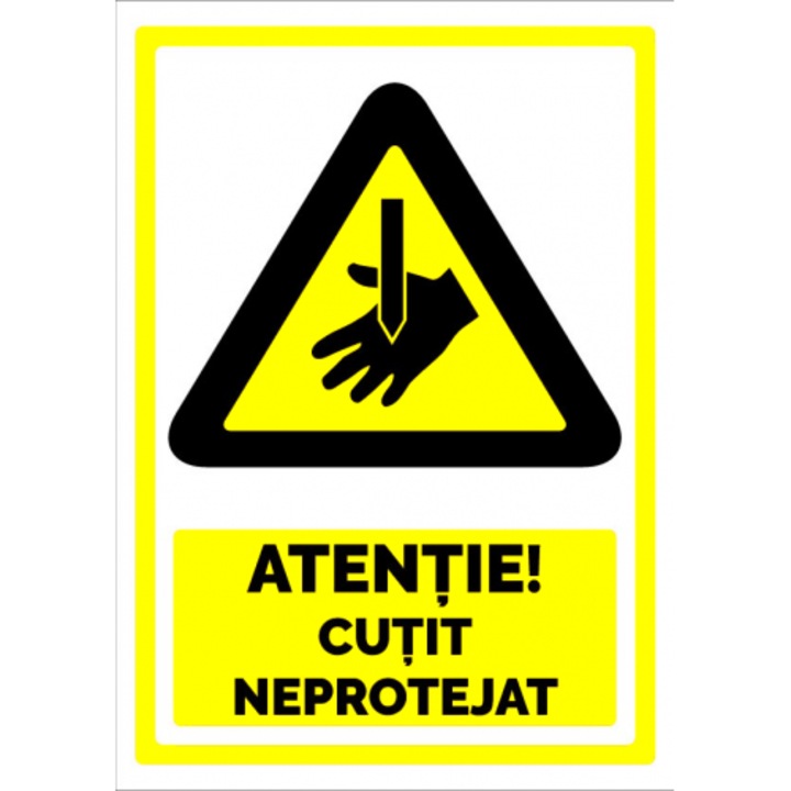 Indicator Semn pentru cutit neprotejat, Sticker autocolant, Cri-Flo, Dimensiune A3 42x30 cm