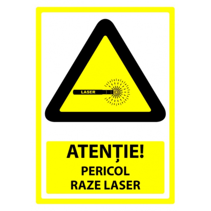 Indicator Semn pentru pericol raze laser, Sticker autocolant, Cri-Flo, Dimensiune A4 21x30 cm