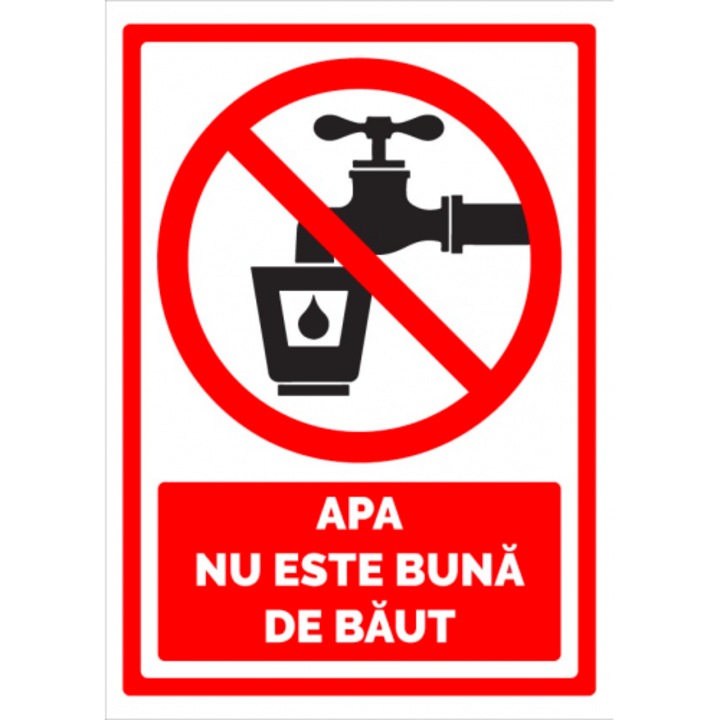 Indicator Semn pentru apa nu este buna de baut, Sticker autocolant, Cri-Flo, Dimensiune A3 42x30 cm