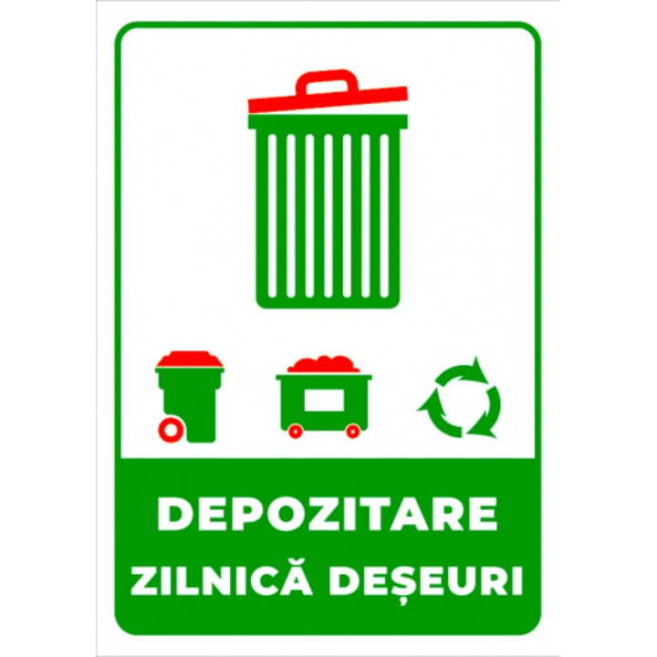 Indicator Semn pentru depozitare zilnica deseuri, Sticker autocolant, Cri-Flo, Dimensiune A3 42x30 cm