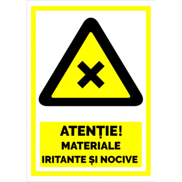 Indicator Semn pentru materiale iritante si nocive, Sticker autocolant, Cri-Flo, Dimensiune A3 42x30 cm